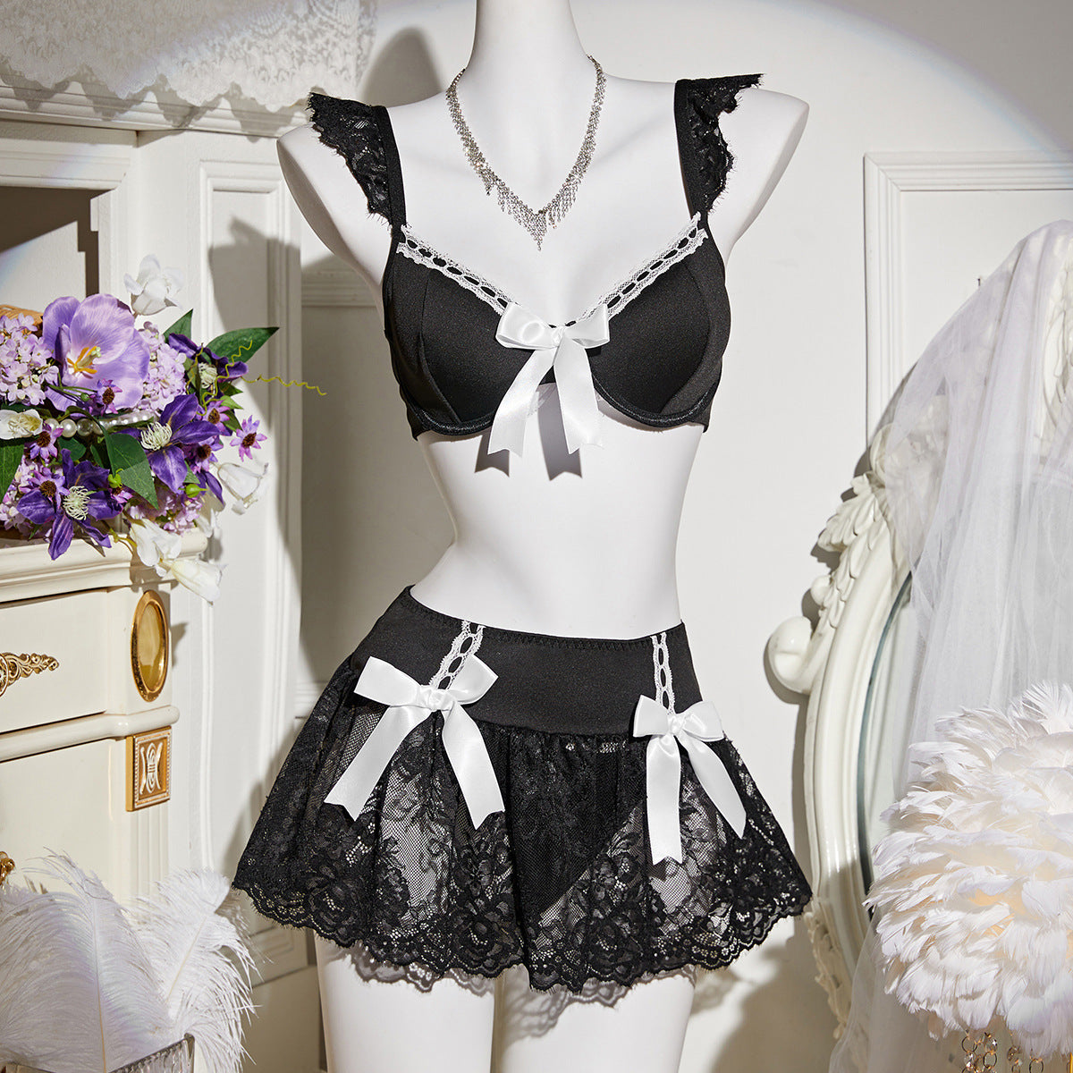 Sexy Lingerie Lace Rabbit Sexy Three-piece Suit