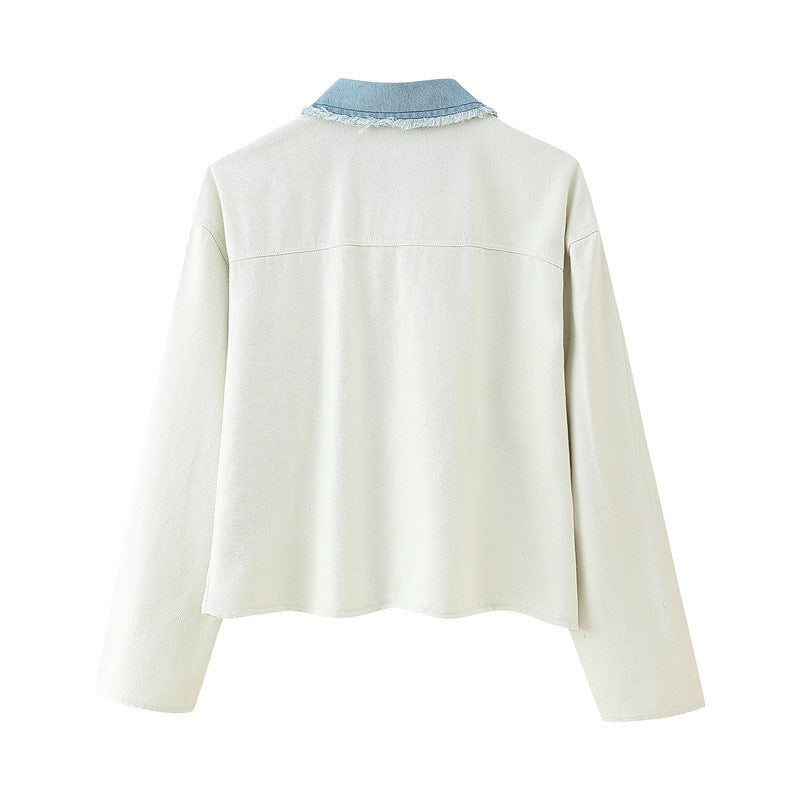 Knitted Stitching Jeans Cardigan Jacket