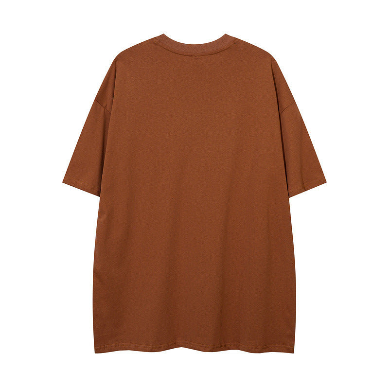 Skull Graffiti Dark Street Loose Brown Print Short Sleeve