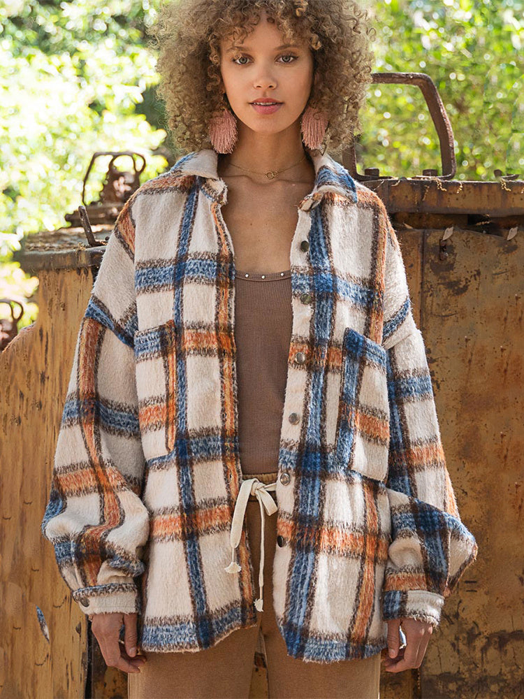 Heavy Contrast Plaid Jacket In Winter