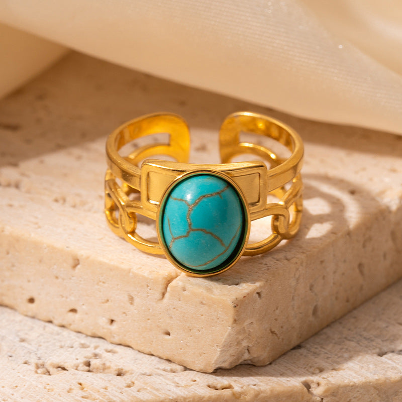 Retro Asymmetric Geometric Stainless Steel Ring