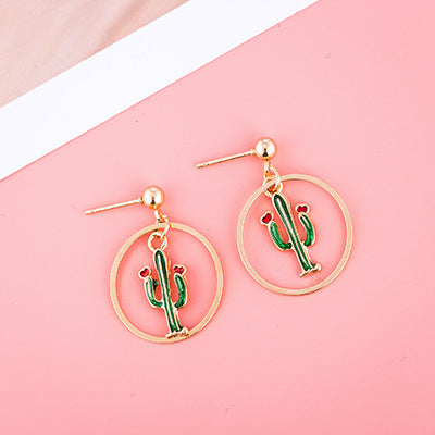 Girly Cute Fruit Earrings Ice Cream Apple Earrings Cactus Ins Earrings Pineapple Earrings