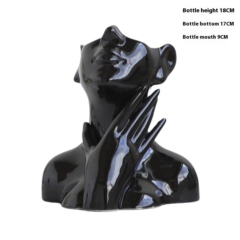 Nordic Style Body Art Black Ceramic Vase Ornament