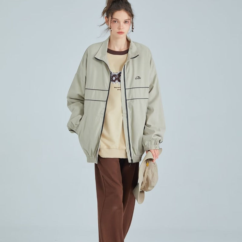 Women's Retro Lapel Windbreaker Jacket