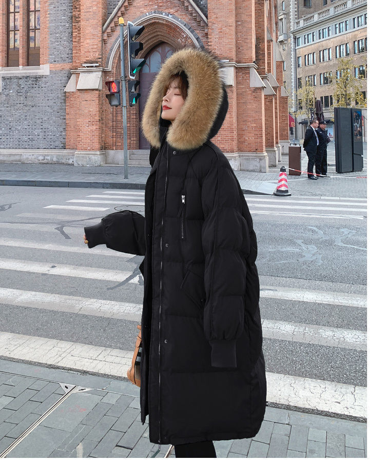 Padded jacket women's medium and long section new winter down padded jacket Korean version loose coat large size thick padded jacket trendy