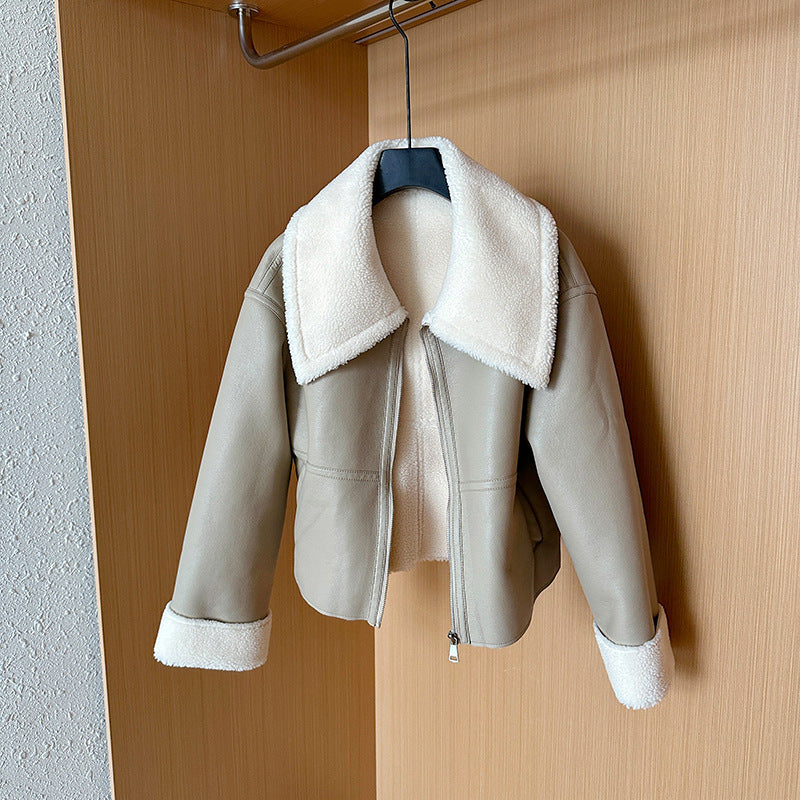Women's Short Loose Biker's Leather Jacket
