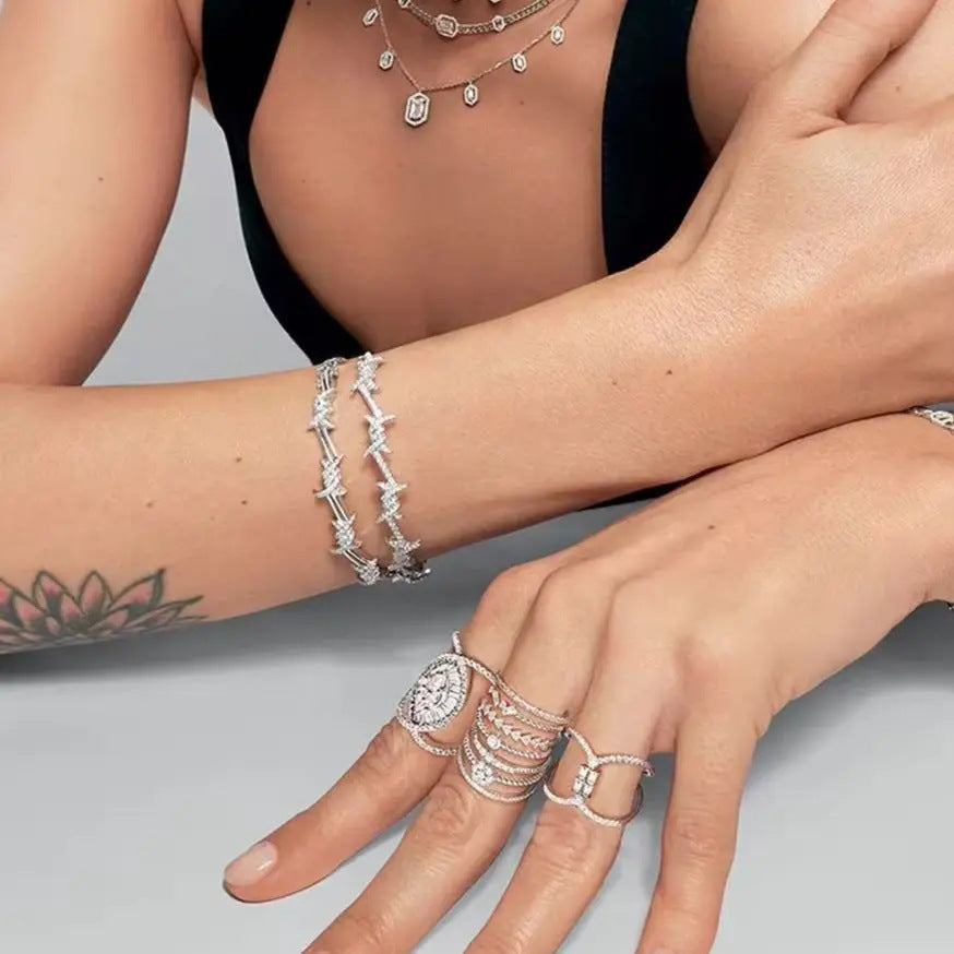 Punk Street Rap Thorns Zircon Bracelet