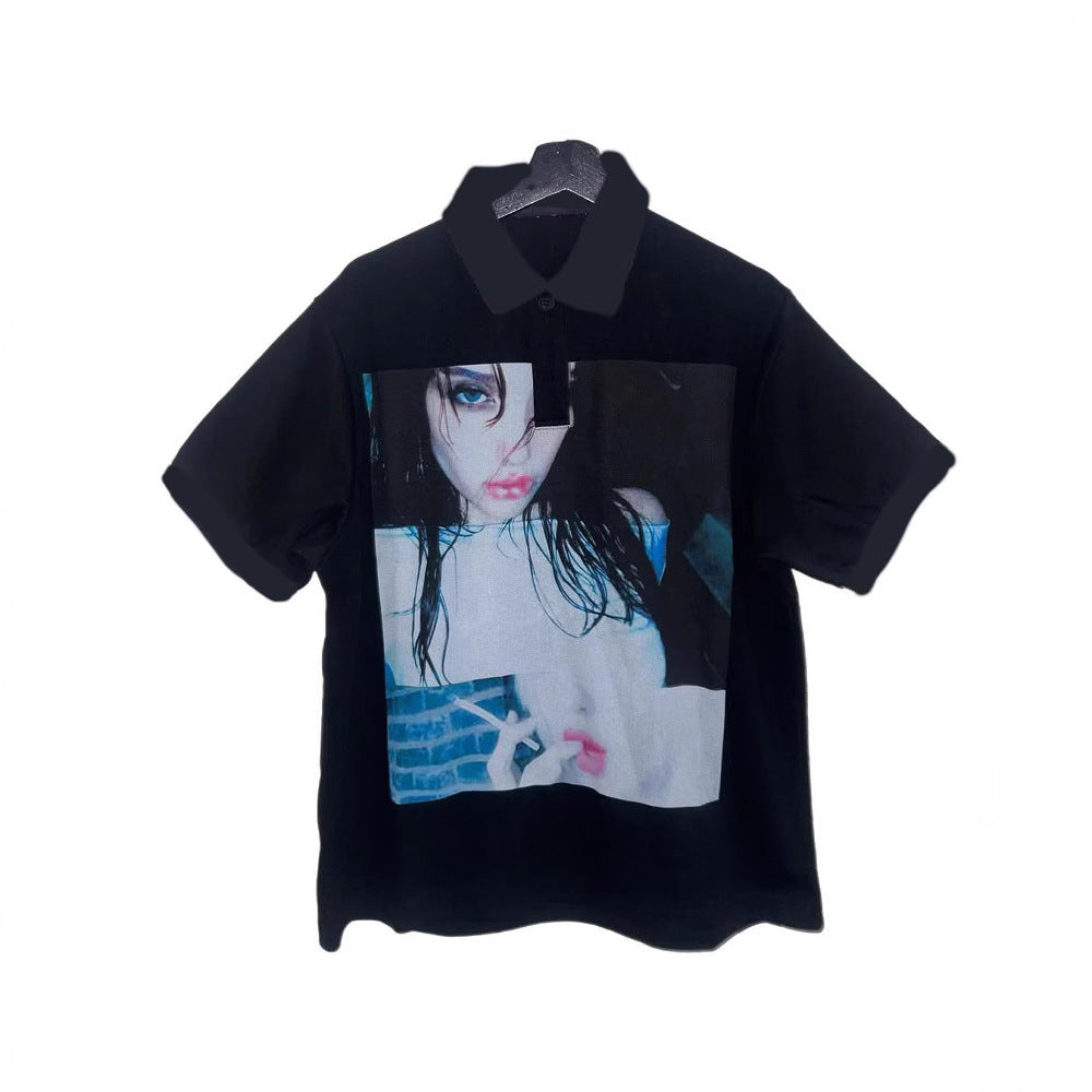 Short-sleeved Polo Shirt T-shirt Printed Pattern Top