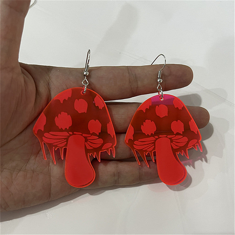 Acrylic Fluorescent Small Mushroom Earrings