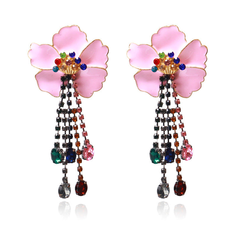 Personalized Earrings Street Style Tassel Inlaid Diamond Earrings Accessories