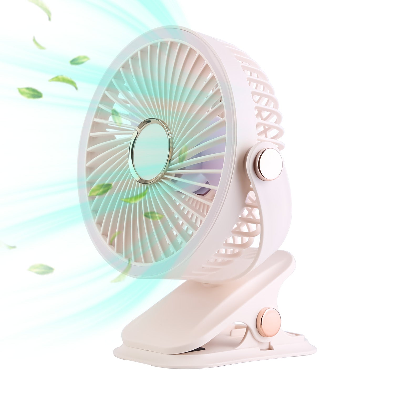 3 Color Options -- 1Pc Portable Quiet Clip On Fan With 5 Speeds 3 Brightness 720 Degree Fully Adjustable Angle Type-C Rechargeable Clip Desk Wall Mounted Fan For Camping Office Home Dorm Stroller Car