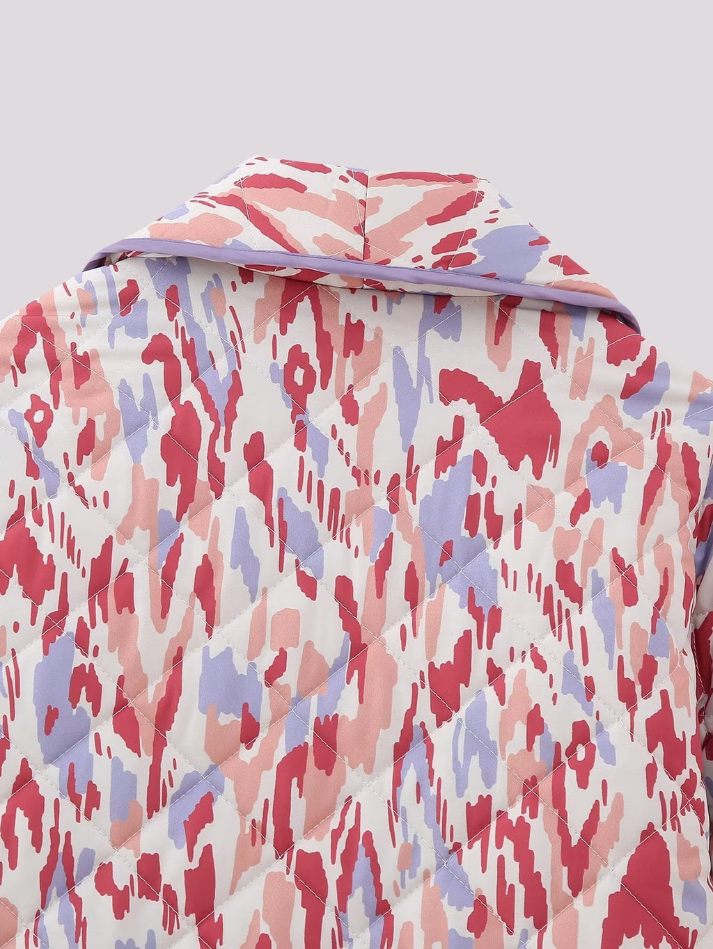 Warm Lapel Print Quilted Jacket