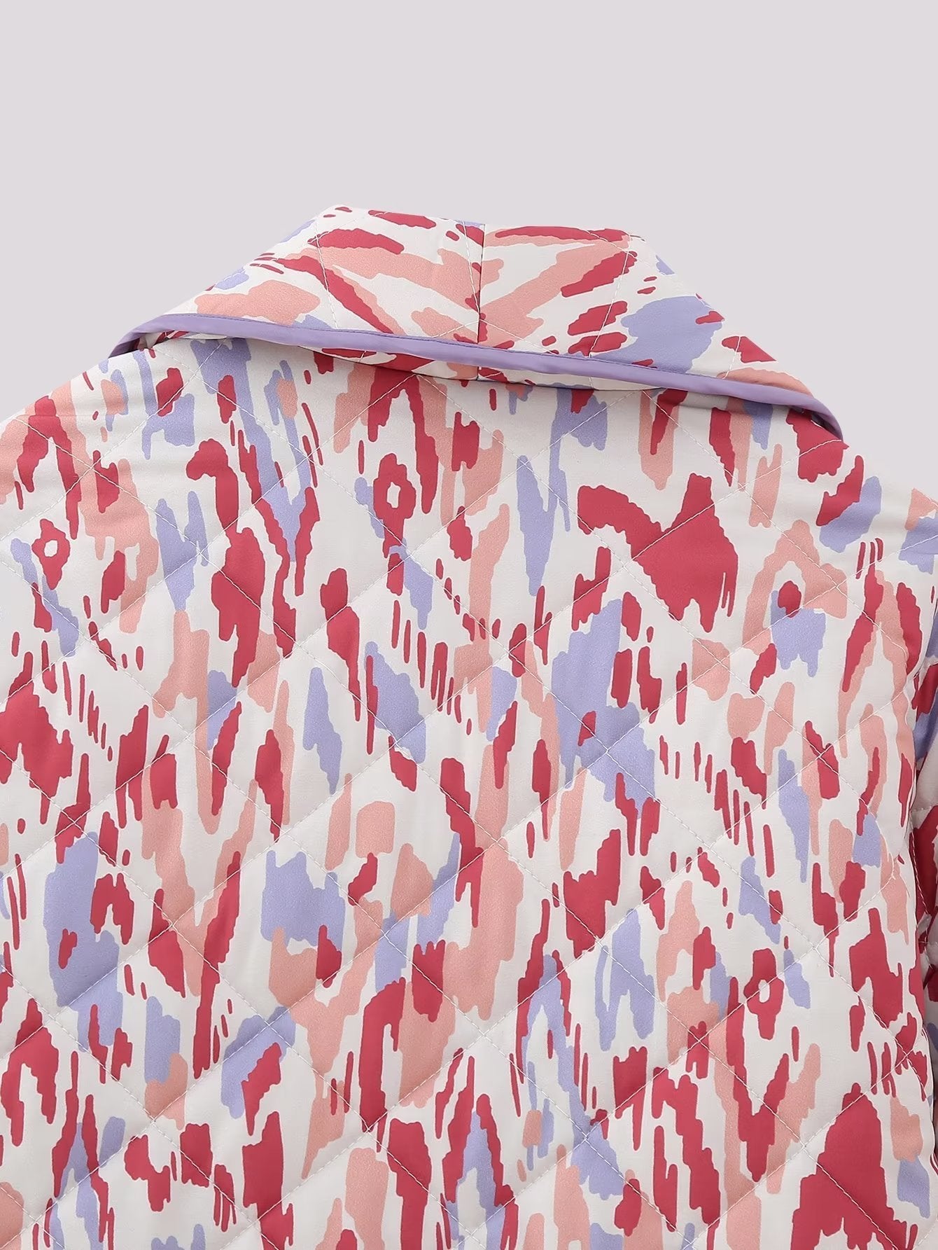 Warm Lapel Print Quilted Jacket