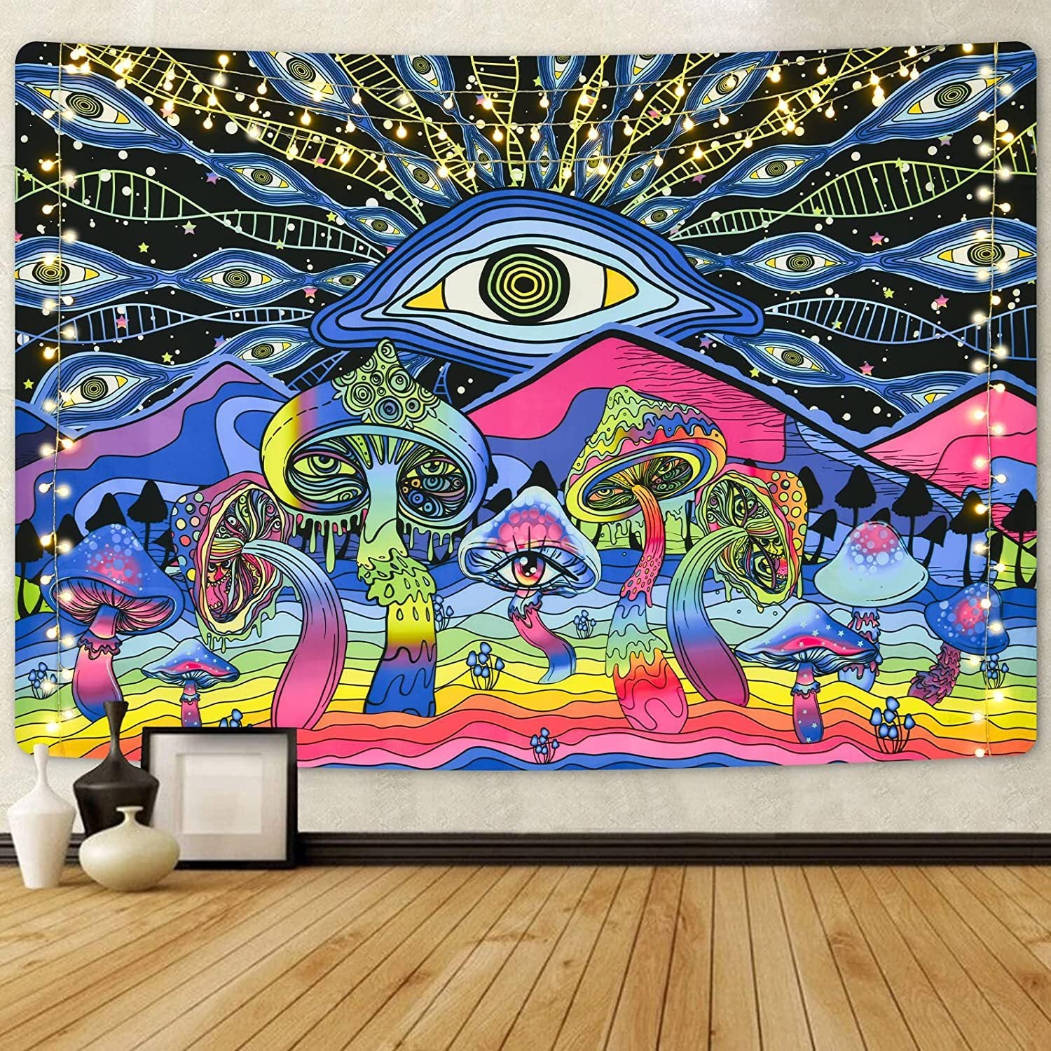 Psychedelic Mushroom Print Hip Hop Tapestry