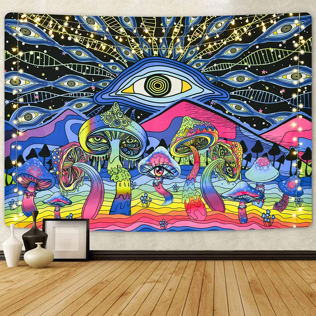 Psychedelic Mushroom Print Hip Hop Tapestry