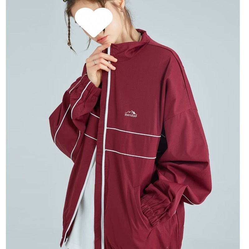 Women's Retro Lapel Windbreaker Jacket