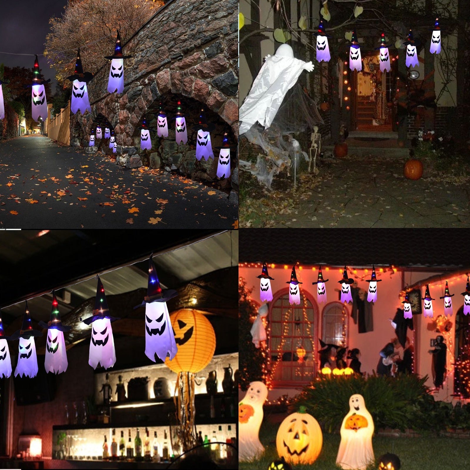 Halloween Hat LED Ghost Lighting Chain Ghost Festival Party Decoration