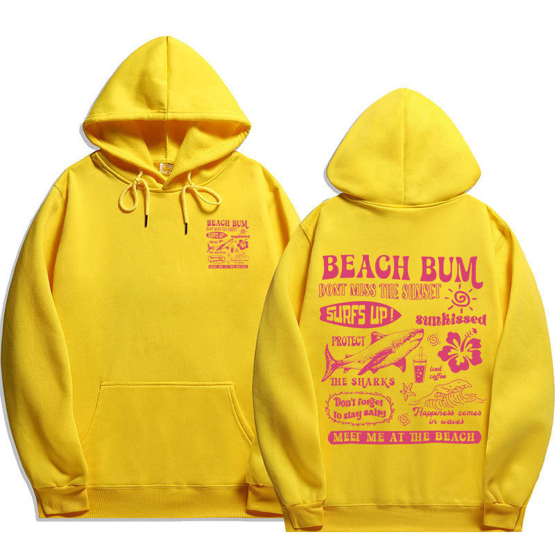 Printed Cuff Thread Hoodie Sweater Top
