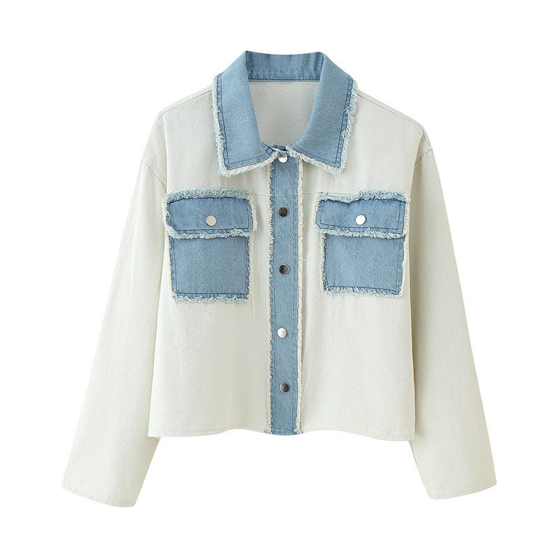 Knitted Stitching Jeans Cardigan Jacket