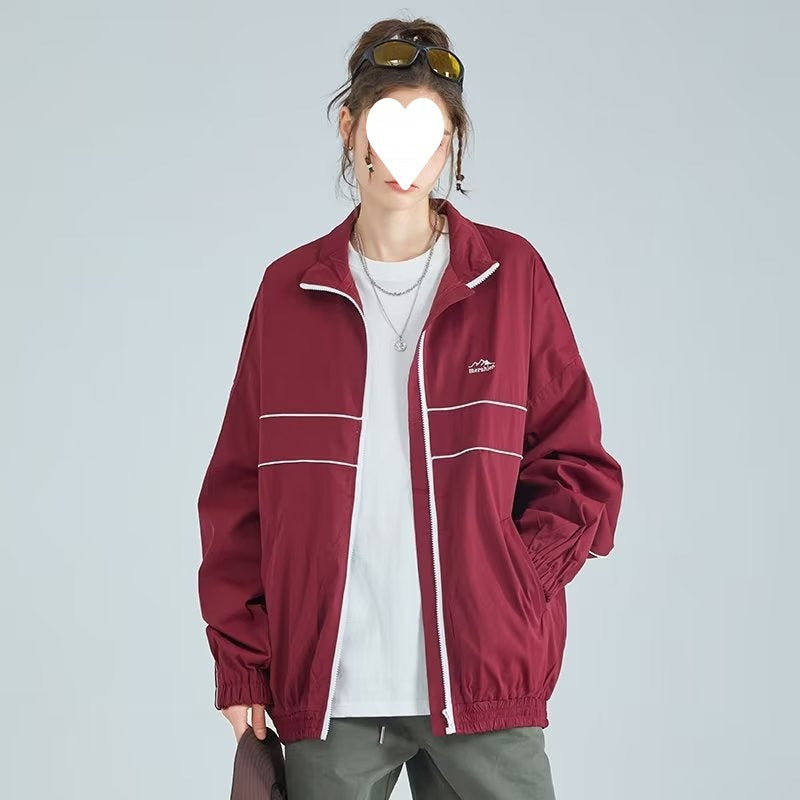 Women's Retro Lapel Windbreaker Jacket