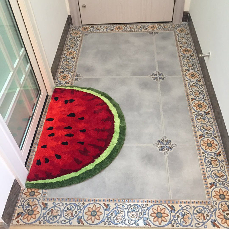 Creative Polyester Fiber Semicircle Watermelon Rug Kitchen Bathroom Carpet