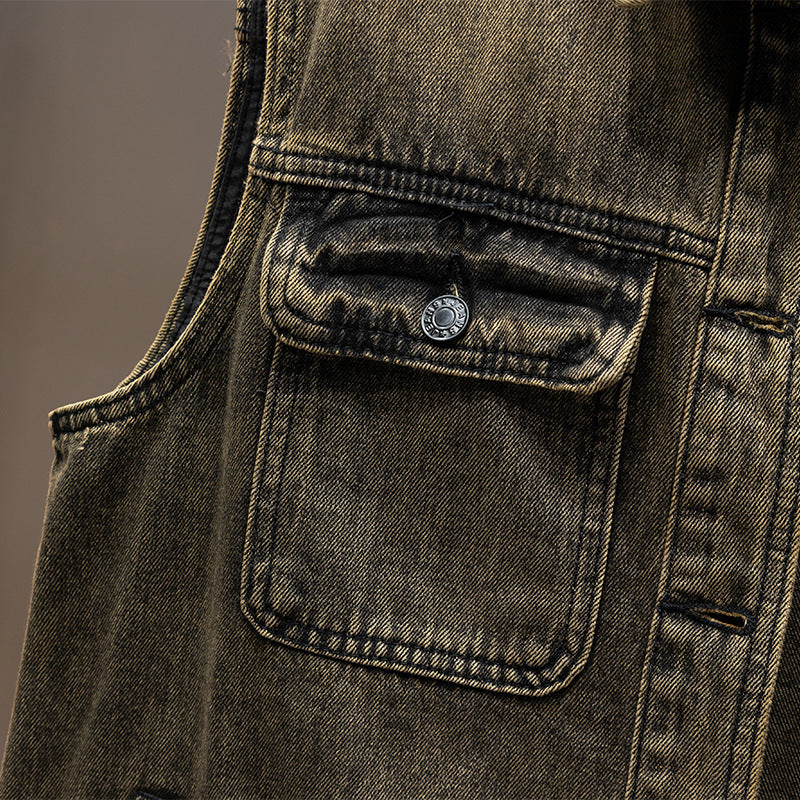 Denim Coat Men's Loose-fitting Waistcoat Workwear Tops