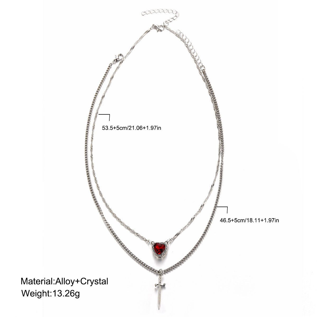 Pendant With One Arrow Heart Love Dagger Multi-layer French Retro Women's Necklace