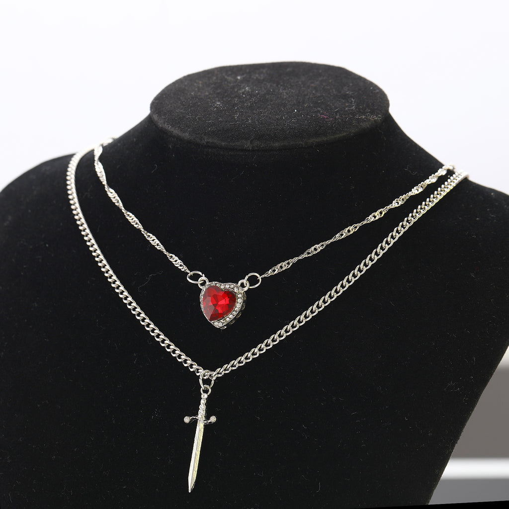 Pendant With One Arrow Heart Love Dagger Multi-layer French Retro Women's Necklace