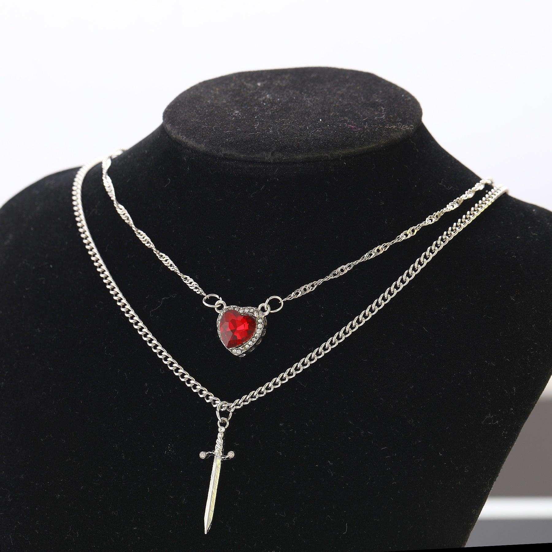 Pendant With One Arrow Heart Love Dagger Multi-layer French Retro Women's Necklace