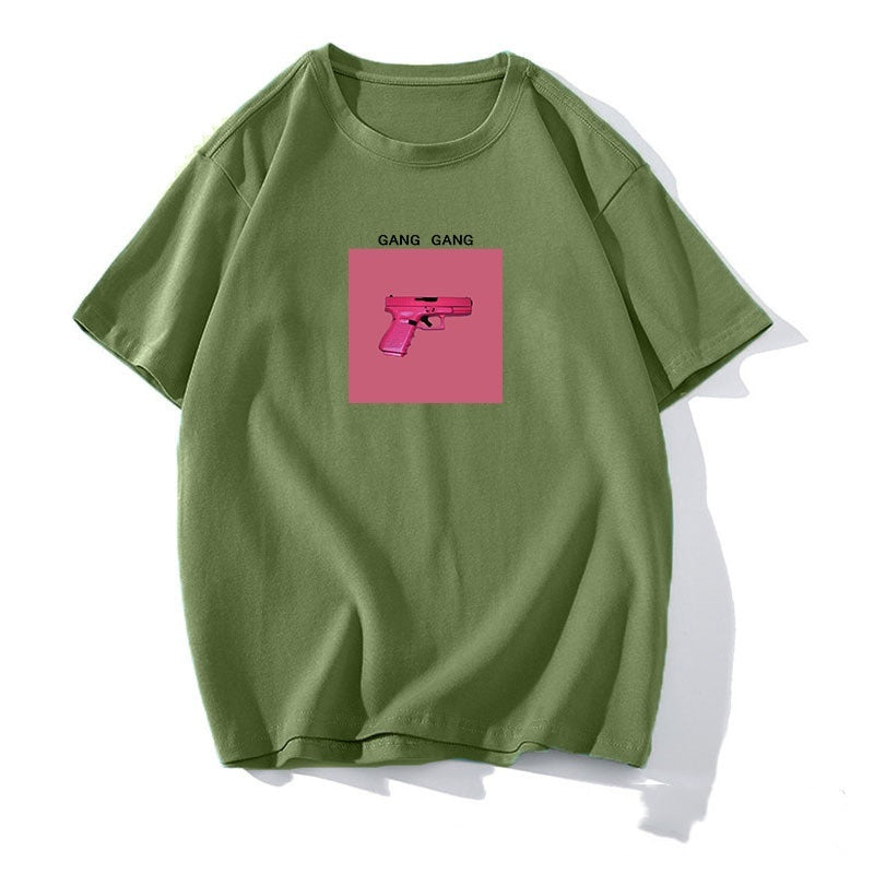 Printed T-shirt Women's Loose Round Neck Cotton Short Sleeve Top