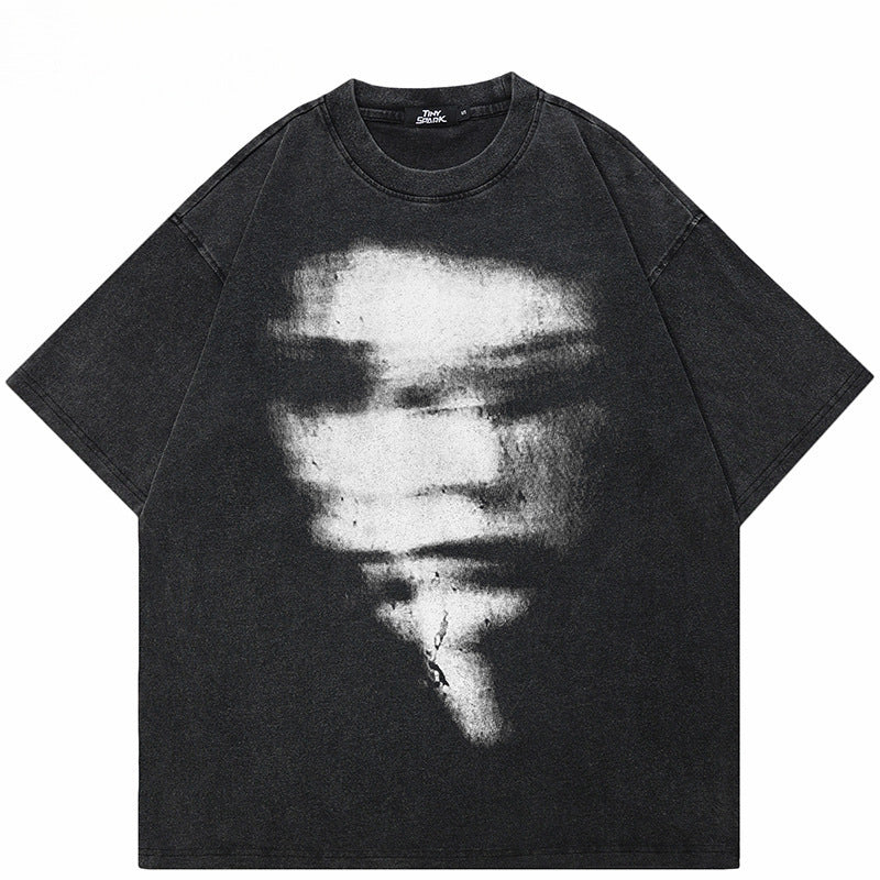 Hip Hop Washed Black T-shirt Streetwear