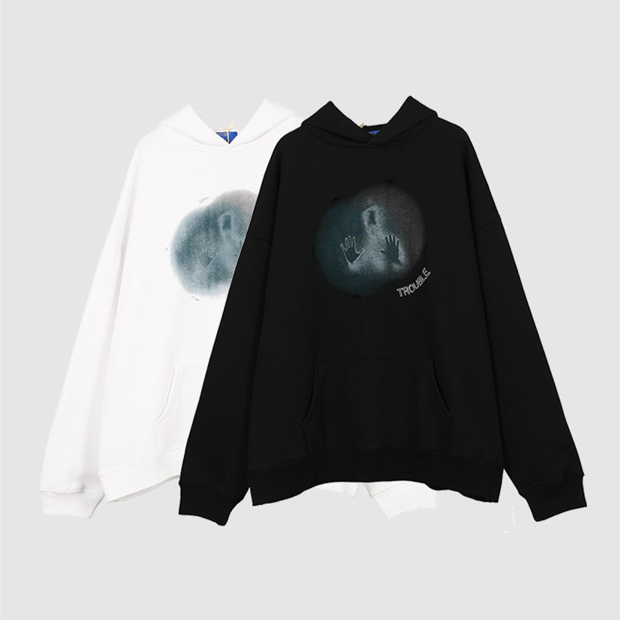 Ghost Print Couple Hip Hop Loose Hoodie