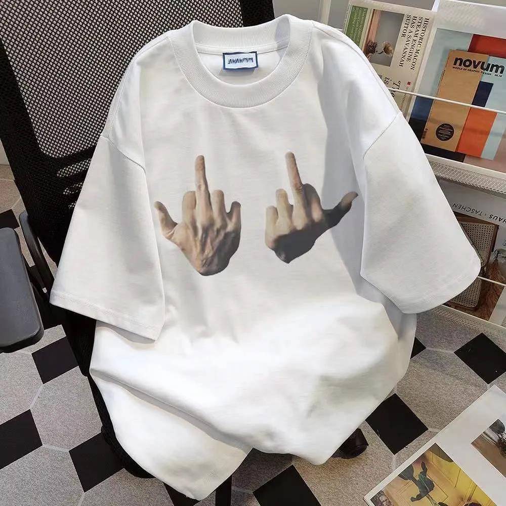 Pure Cotton National Fashion Friendly Gesture Printing Summer Short Sleeve