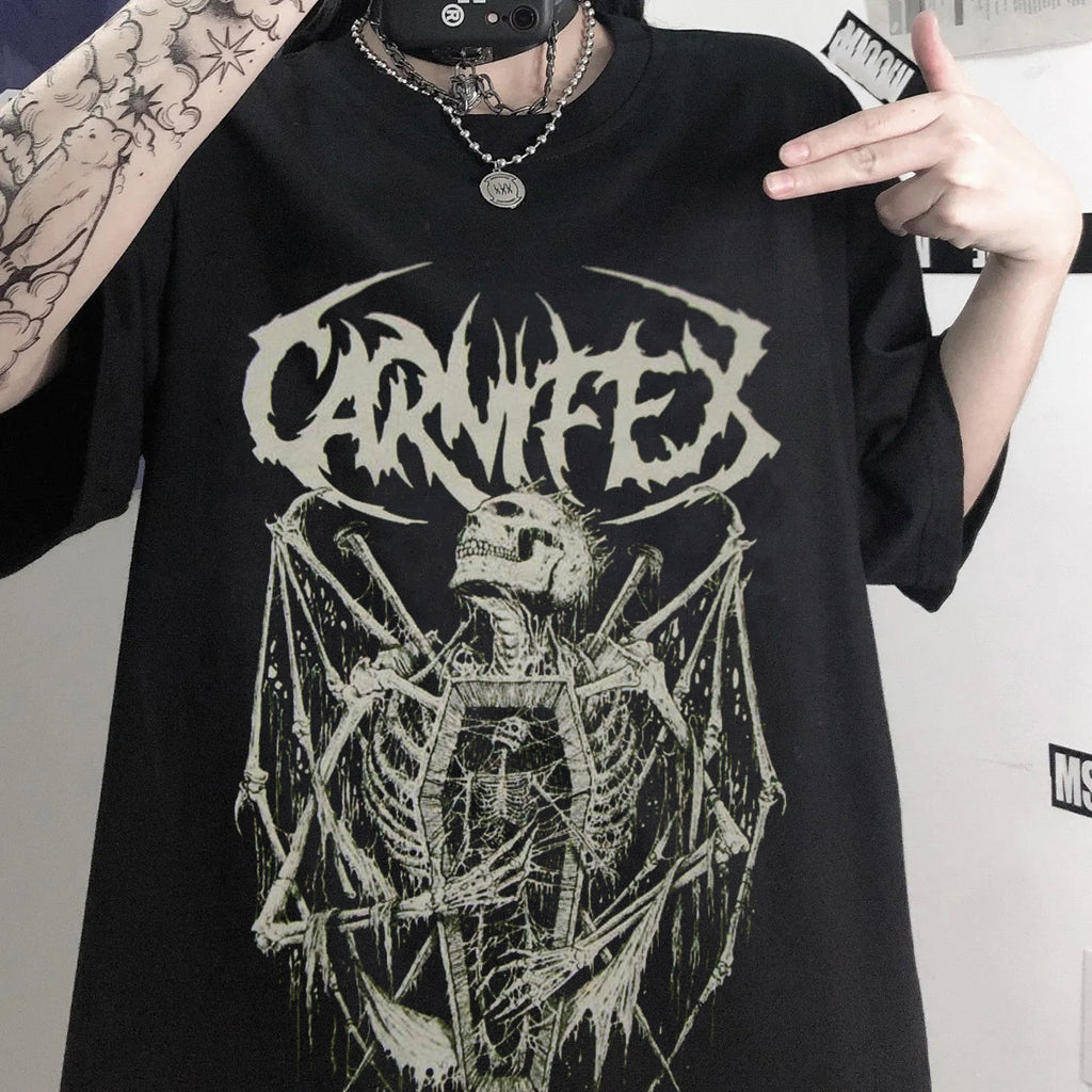 Women's T Loose Men's And Women's Dark Color Streetwear Tops
