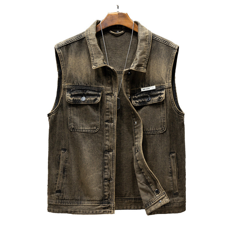 Denim Coat Men's Loose-fitting Waistcoat Workwear Tops