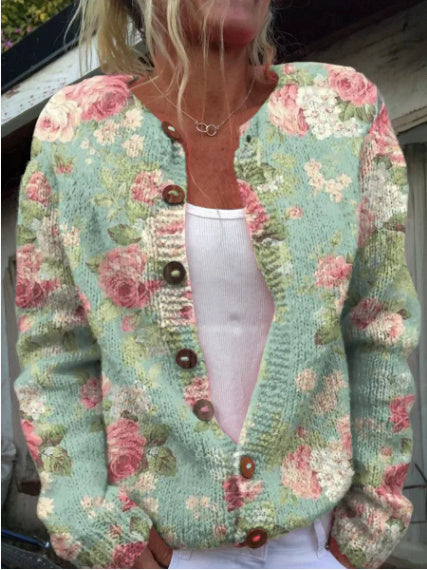 3D Digital Printing Cardigan Knitted Coat