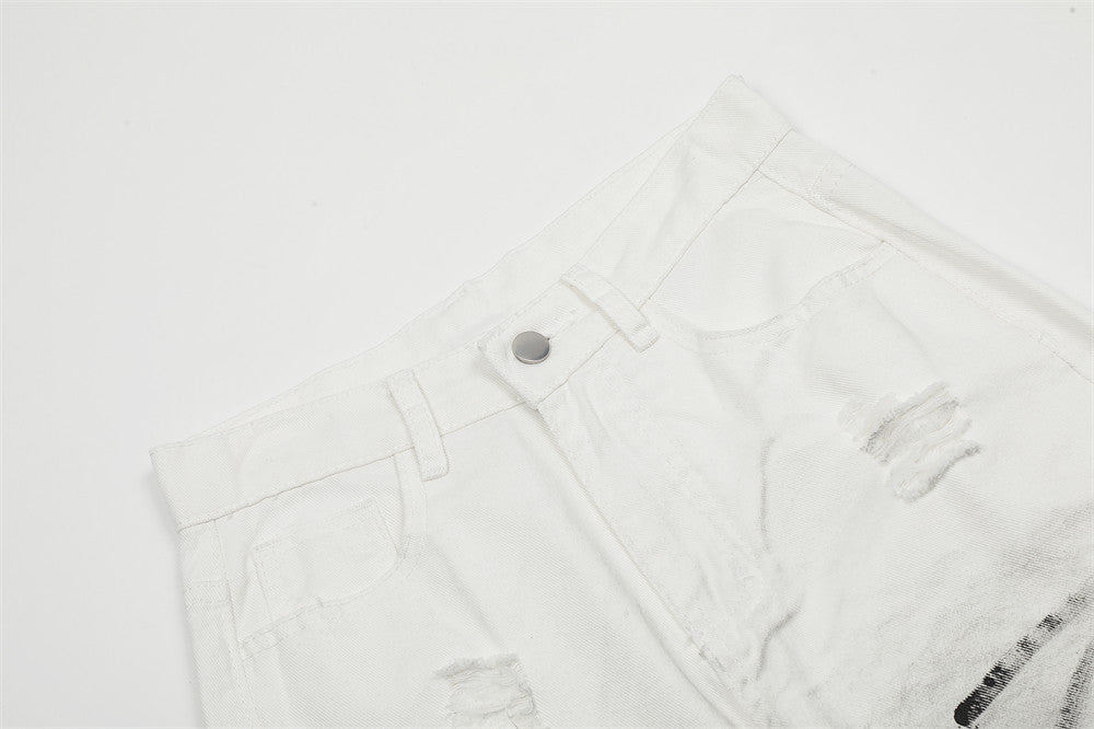 Men's American-style Graffiti Ripped Jeans