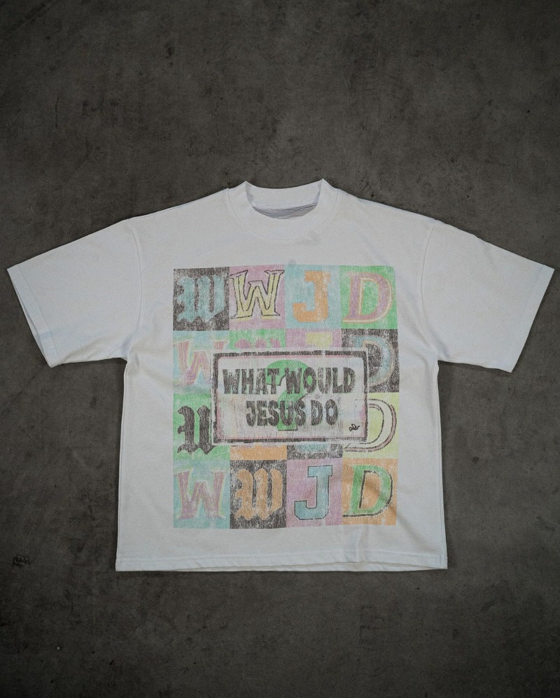 Streetwear High Street Retro Letter Print Short T