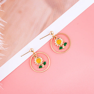 Girly Cute Fruit Earrings Ice Cream Apple Earrings Cactus Ins Earrings Pineapple Earrings