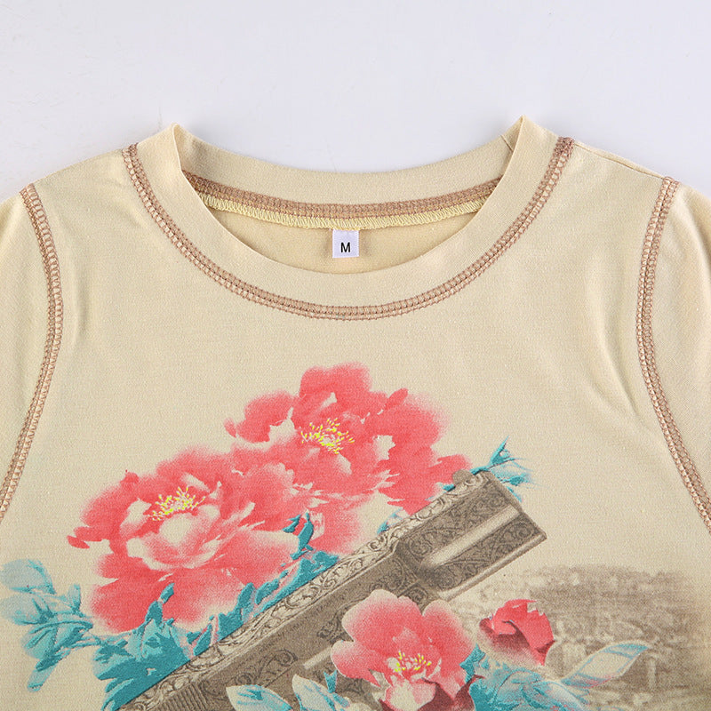 Glock  Retro Print Round Collar Short Style