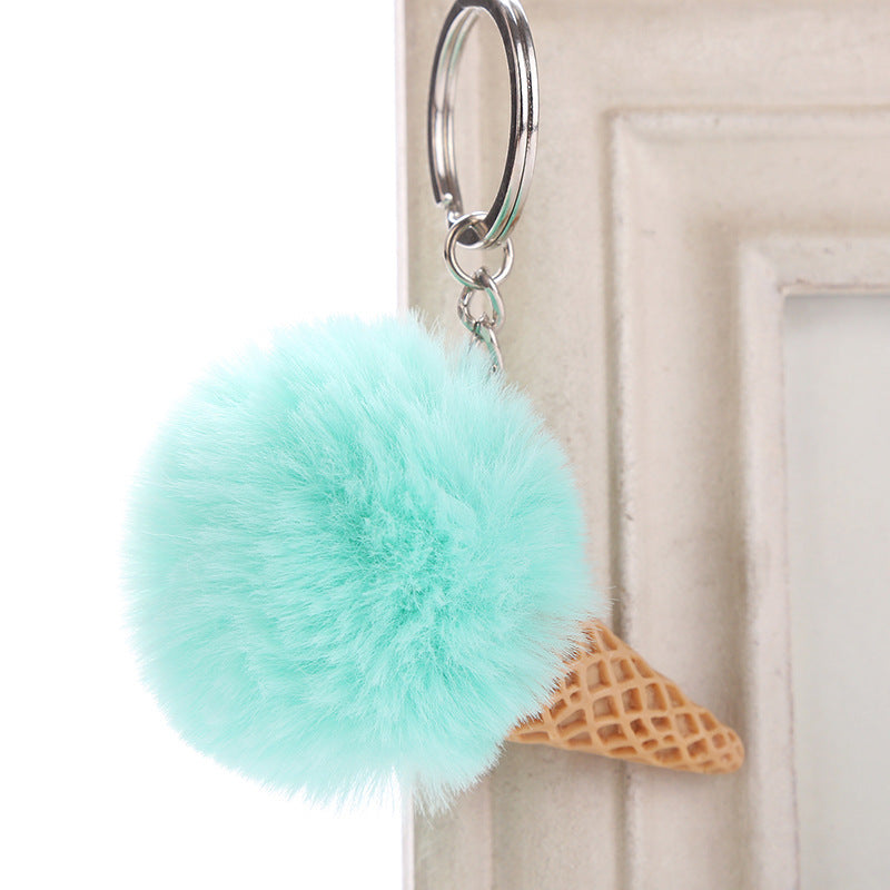 Acrylic Ice Cream Key Chain Ice Cream Fur Ball Key Chain Imitating Fur Ball Donut Car Key Chain Pendant