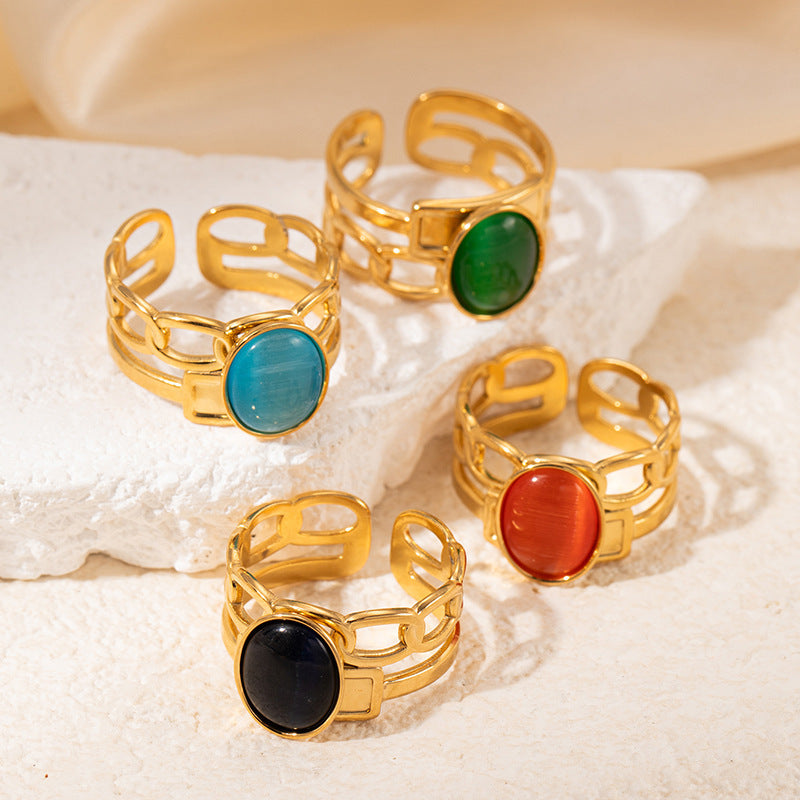 Retro Asymmetric Geometric Stainless Steel Ring