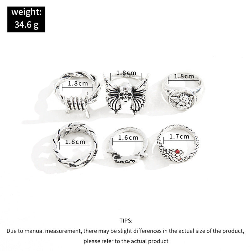 Retro Heavy Metal Dark Goth Style Street Ring