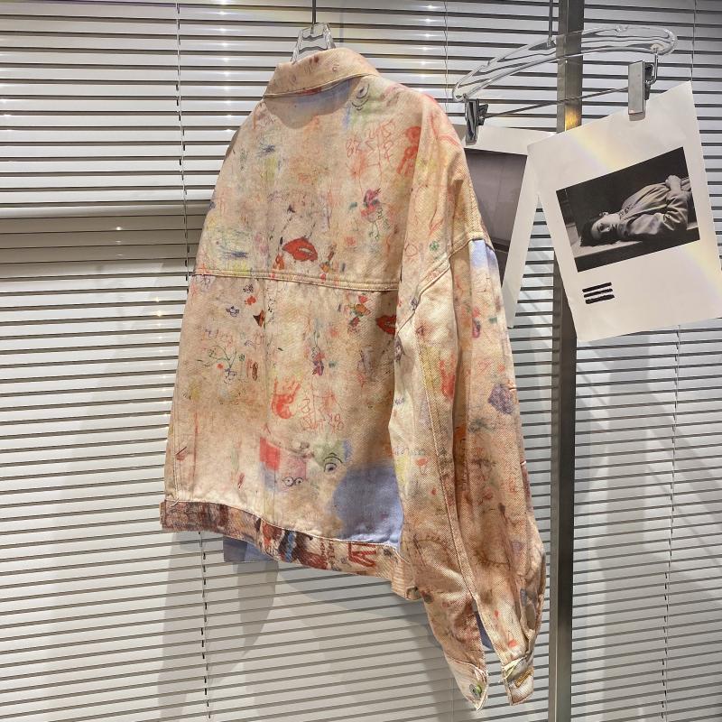 New Style Graffiti Painted Embroidered Letters Street Denim Jacket Short Coat Women