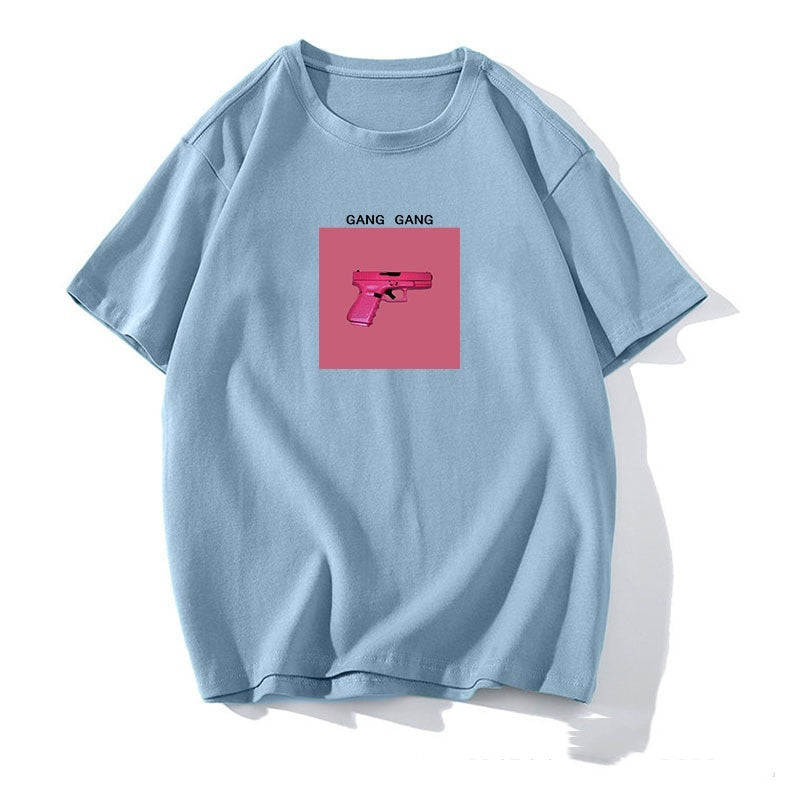Printed T-shirt Women's Loose Round Neck Cotton Short Sleeve Top