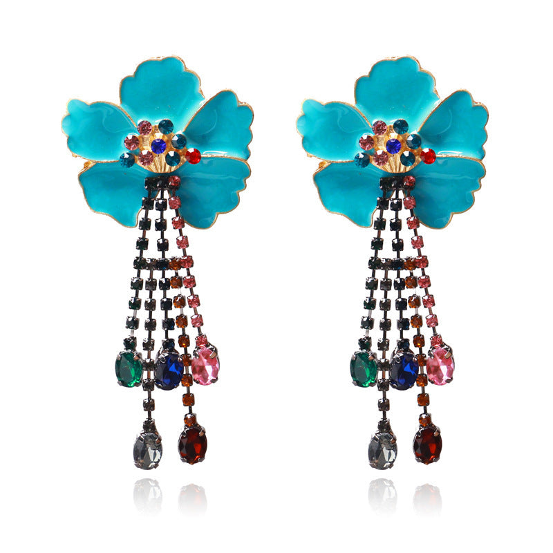 Personalized Earrings Street Style Tassel Inlaid Diamond Earrings Accessories