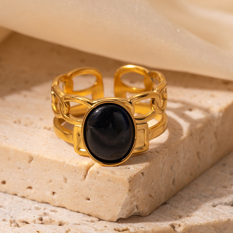 Retro Asymmetric Geometric Stainless Steel Ring