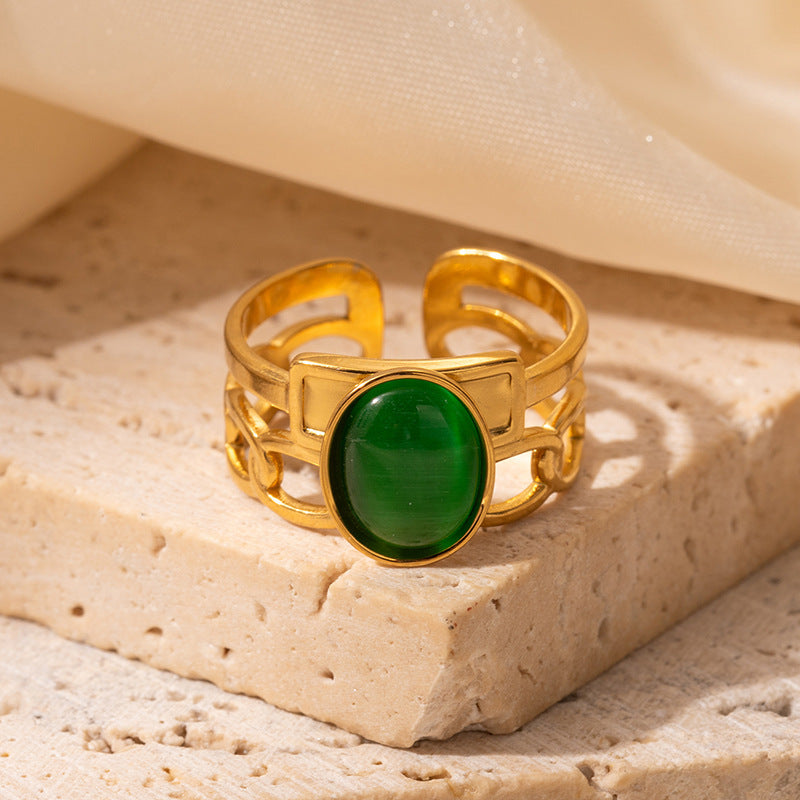 Retro Asymmetric Geometric Stainless Steel Ring