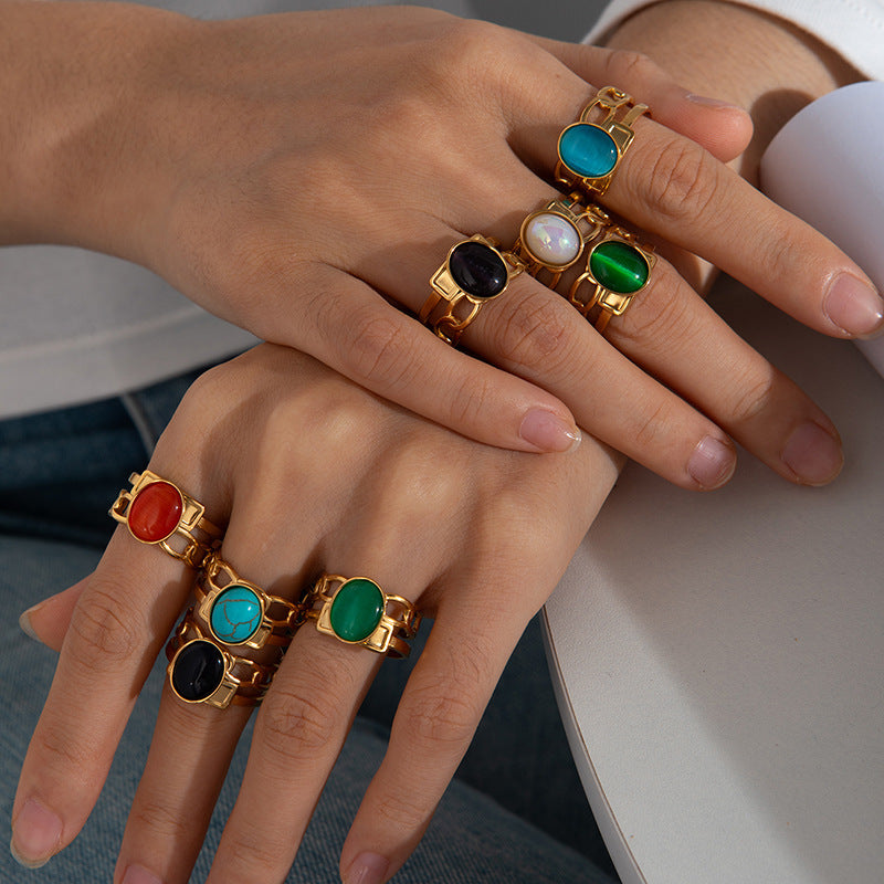 Retro Asymmetric Geometric Stainless Steel Ring