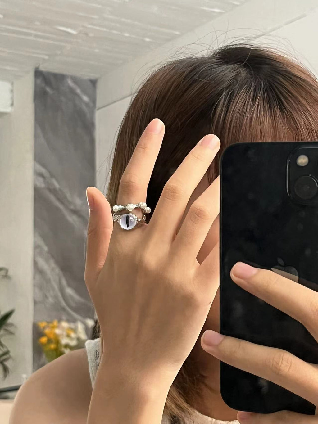 Heavy Duty Hip Hop Neutral Pearl Ring
